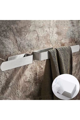 Honmex 304 Çelik Banyo Havluluk - Delme Yok Kurulum, 21cm Kısa Model, Gümüş Mat, Hassas Dokuma, Sağlıklı Depolama Diğer