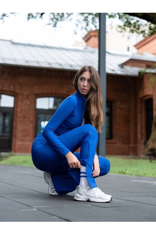 Lismina Saks Mavi Yırtmaçlı İspanyol Paça Spor Tayt