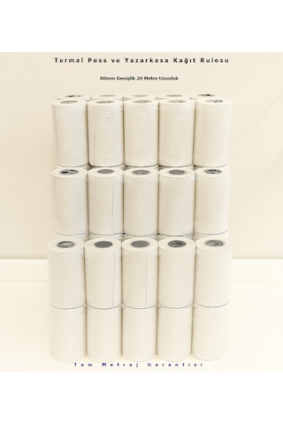Termal Yazarkasa Ve Pos Rulosu 80 Mm X 20 Metre 400 Lü Koli