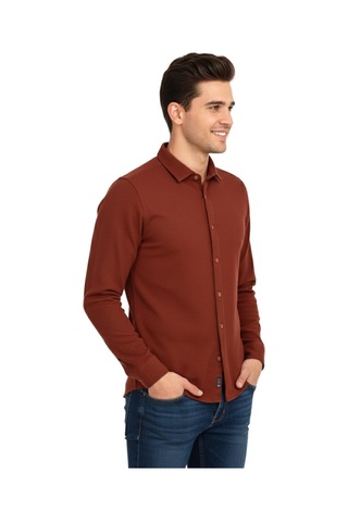 Advante Erkek Kışlık Silim Fit Kaşkorse Dokuma Gömlek Bgl-st04935 Kiremit