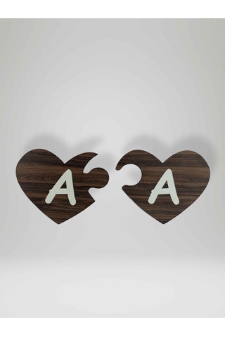 A Harfi Sol Parça Ahşap Puzzle Kalp Harf Magnet Buzdolabı Süsü İkili Uyumlu Kod:990