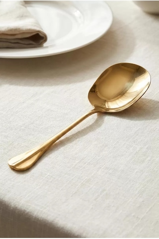 Gold Büyük Boy Paslanmaz Çelik Servis Kaşığı & Profesyonel Sunum Gereci 25 Cm Çok Renkli