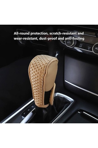 Dancemonkey Pu + Buz İpek Kaymaz Araç Vites Topuzu Kapağı - Siyah Siyah