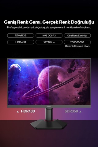Koorui 27" G2721E 320Hz 1ms IPS QHD 2K Pivot Gaming Monitör