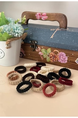 Kahverengi Ultra Esnek Tırtıklı 20 Li Havlu Lastik Toka Seti Lastik Toka Seti Toka Organizer Toka Kız Çocuk Toka Ka Diğer