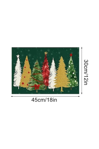 Ulzyvf Moda İle Yeşil Keten Masa Örtüsü Seti 4 Parça - 30x45cm, Pratik Ve Dekoratif Yeşil