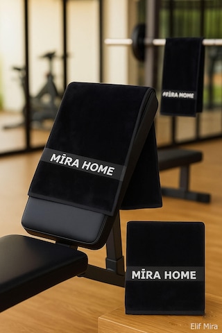 Mira Home 3 Lü Spor Fitness Havlusu 30x100 %100 Pamuklu Siyah - Beyaz