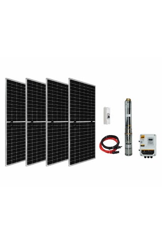 110 V Volt 2 Hp 1.5 Kw 1500 W Watt Dc Kademeli Dalgıç Solar Pompa 2520 Watt Güneş Paneli Solar Sulama Paket Sistem