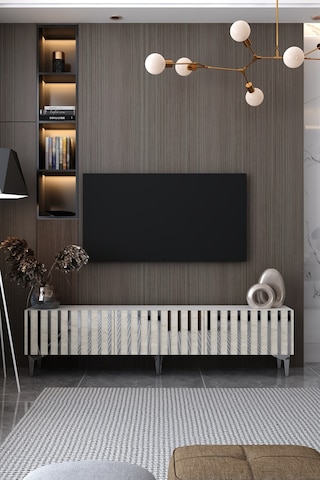 180dhdts6btg Aden Pleksi Desen Tv Sehpası Beyaz-traverten-gümüş