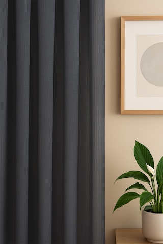 Natural Modern File Dokulu Keten Tül Perde Pileli Salon Oturma Odası Yatak Odası Çocuk Odası Antrasit