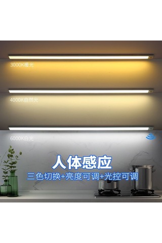 Youtek 40cm Alüminyum Gövde Led Işık Şeridi - Kişi Algılama, Üç Renk Ayarlı, Şarj Edilebilir, Dolap/şapka Dolabı İçin Siyah Siyah