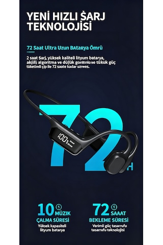 34g Hafif Kemik İletimli Kulaklık, 32gb Mp3/flac Desteği, Ipx8 Su Geçirmez, Spor Siyah