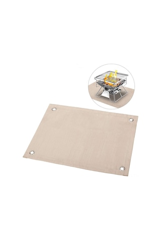 Leezsing Cam Fiber Isı Yalıtımlı Yangın Engel Matı 60x80cm - Mangal/soğan Altı Kullanıma Uygun, Alev, Leke Ve Yağlık Koruyucu Dış Mutfak Aksesuarı Haki
