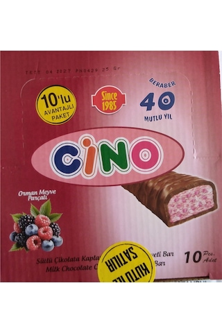 Sütlü Çikolata Kaplamalı Orman Meyveli Bar / 25 Gram X 10 Adet
