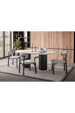 Parian Yemek Masası Takımı 6 Kişilik Beyaz