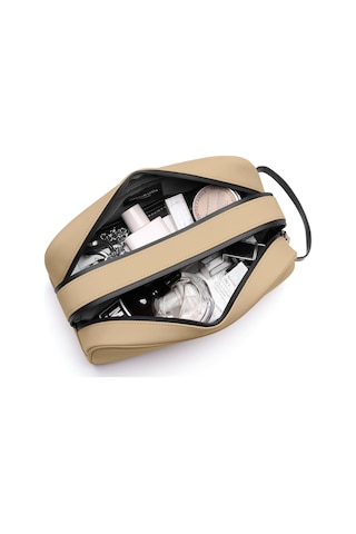 Gaston Luga Spläsh Toiletry Double Zipped Bag - Latte