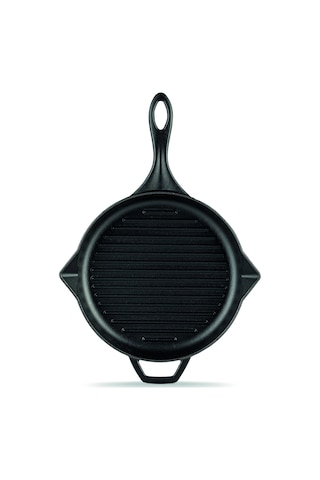 Hosse 28 Yardımcı Kulplu Yuvarlak Grill Tava Siyah
