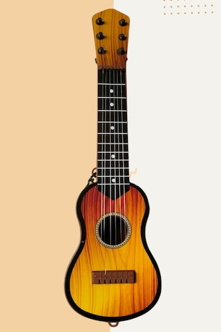 Kahverengi Oyuncak Ispanyol Gitar 6 Telli Akort Edilebilir 48 Cm