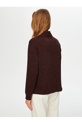 Faik Sönmez Yarım Fermuarlı Triko Görünümlü Sweatshirt W26swt001 Uw26swt00183 Koyu Kahve