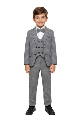 Mnk Baby & Kids Kiryos Erkek Çocuk Kareli Takım Elbise M00806 füme