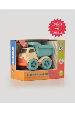 Let's Be Child Sesli Ve Işıklı Minik Kamyon 31016 Bej - Turkuaz Kasalı, Çocuklar İçin Oyuncak Kamyon