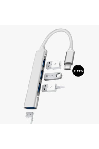 Multi Usb Çoklayıcı 4 Port 'lu Bağlantı İstasyonu İnce Usb Bölücü Type-c Tipi Çoklu Adaptör