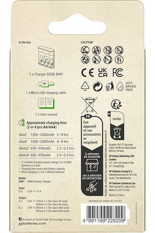Gp B441 Usb Pilsiz Şarj Cihazı Aa-aaa İçin