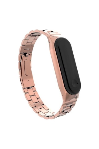 Ekılıf - Xiaomi Mi Band 3 Uyumlu - Kordon Metal Kordon Krd-05 - Gold