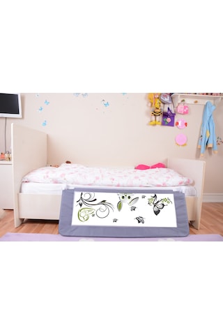 Portakal Safety Tavşan Desenli Portatif Katlanabilir Yatak Bariyeri Gri