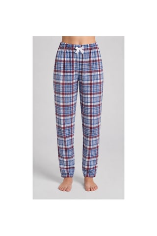 Yasar Underwear Kadın Ekose Pijama Altı Lastikli Bel Kurdele Detaylı Rahat Kesim Mavi,bordo Mavi,bordo