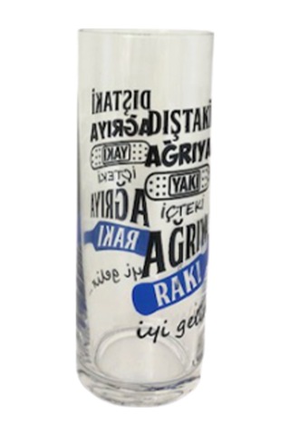 Ağrıya Rakı Yazılı Cam Rakı Bardağı 2 Adet Bardak Set