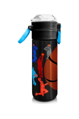 Coral High Kids Siyah Basketbol Desenli Pipetli Ve Direkt İçim Çelik Termos 500 Ml 31795 Siyah