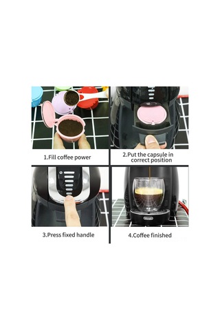 Leezsing Dolce Gusto Uyumlu Tekrarlı Kullanim Kahve Kapsülü Filtre Seti - 3 Adet Pembe Sarı + Kaşık Ve Fırça Çok Renkli