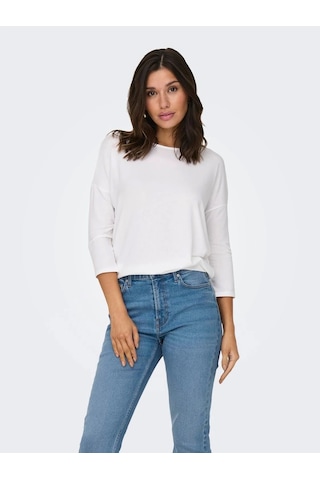 Only 15157920 Genis Yaka Dirsek Kol Kadın Body - Ekru Ekru