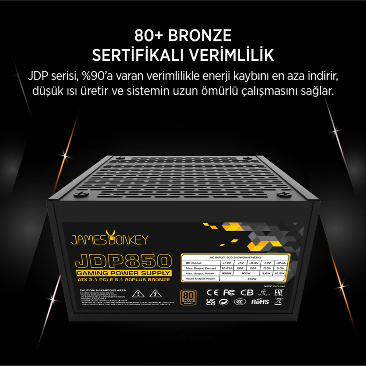 Jdp850 Apfc 12cm 850w Bronze 80 Atx 3.1 Pcı-e 5.1 Power Supply