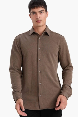 Defacto Modern Fit Polo Yaka Pike Uzun Kollu Gömlek F0330ax25aubn595 Kahve-bn595