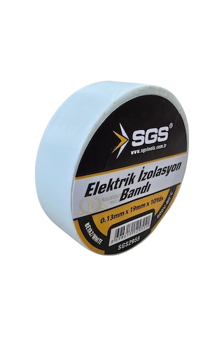 Sgs Elektrik İzolasyon Bandı - Beyaz - 19 Mm X 9 Mt. - 3 Adet