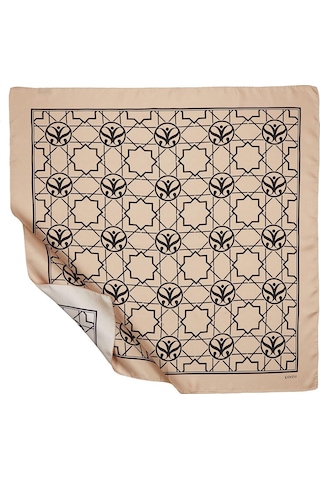 İpekevi Twill İpek Eşarp - Seljuk Monogram - Vizon Siyah - Gri