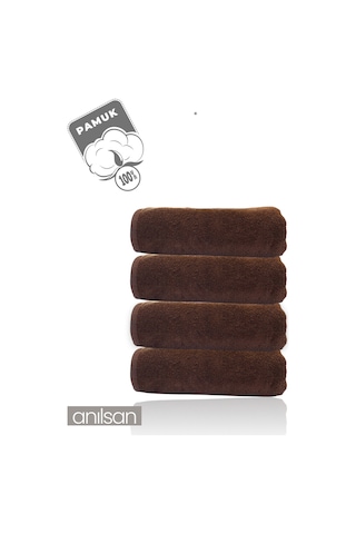 4'lü Kahverengi El Havlusu - 50x90 Cm, 225 Gr, %100 Pamuk, Spa Ve Otel Havlusu, Günlük Kullanıma Uygun Kahverengi