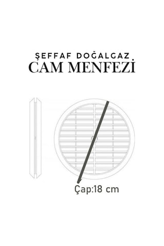 Doğalgaz Havalandırma Yuvarlak Mutfak Cam Menfezi Şeffaf 18cm Hava Akış Kanalı Güvenlik Gaz Kaçağı