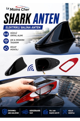 Opel Crossland Elegance Elektrikli Oto Shark Balina Anten Siyah Balık Sırtı Yapışkanlı