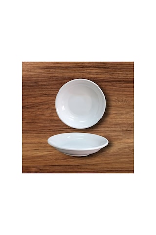 %100 Kırılmaz 12'li Melamin Çukur Yemek Tabağı - 19 Cm Derinlik 3,5 Cm Beyaz Makinede Yıkanır Beyaz