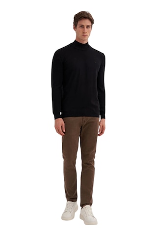 Cazador Slim Fit Pamuk Kumaş Basic Yarım Balıkçı Kazak Siyah
