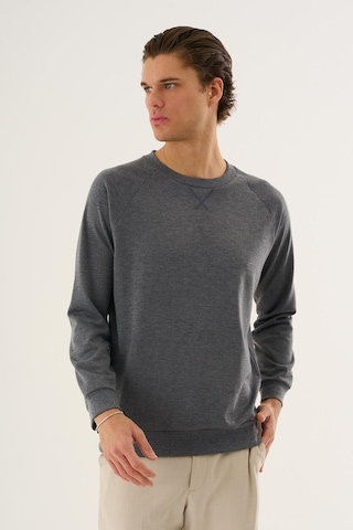 Alexander Gardi Bisiklet Yaka Basic Sweatshirt Gri