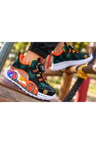 Papucumun Dünyası Çocuk Şimşek Mcq Işıklı Lıghtyear Spor Araba Detaylı Spor Ayakkabı Sneaker Turuncu