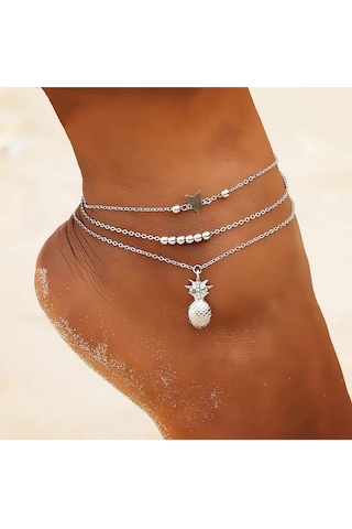 Brezza Lusso Jewelry Boncuklu Ananas Bayan Ayak Halhal No1 Çok Renkli