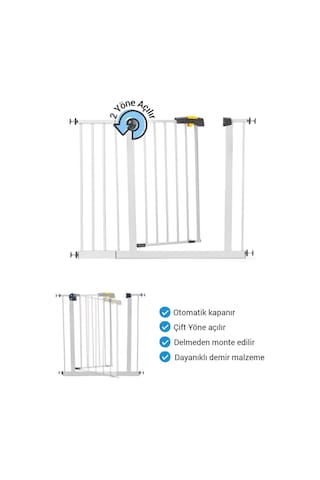 Wellgro Pro 95-100 Cm Çocuk Güvenlik Kapısı, Merdiven Kapısı Ve Korkuluk, Beyaz