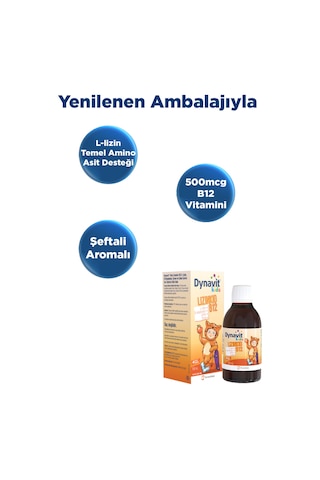Dynavit Kids Lizinkid-b12 Şurup 150ml - Çocuk L-lizin Aminoasit Destek, B Vitamin, Krom, Çinko- Yemek Zamanı