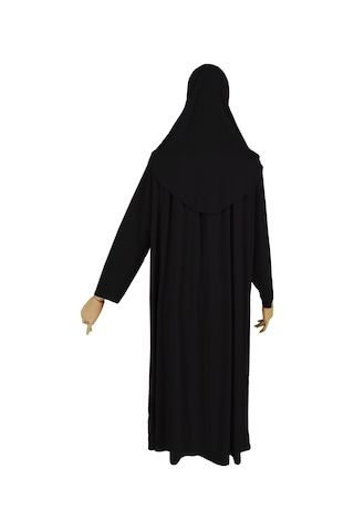 Pratik Tek Parça Organik Kız Çocuk Namaz Elbisesi Siyah