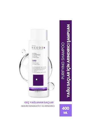 Derma Needs Yağlı Saçlar İçin Şampuan Şampuan 400 ML Sebum Dengeleyici Biotinli, Sülfatsız, B5 Vitaminli